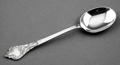 Sterling Silver Reproduction Trifid Lace Back Christening Spoon - Mappin & Webb, Royal Silversmiths